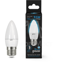 Лампа светодиодная Black 9.5Вт свеча 6500К холод. бел. E27 950лм GAUSS 103102310