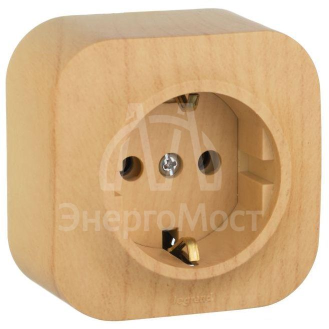 Розетка 1-м ОП Quteo 16А с заземл. дерево Leg 782271