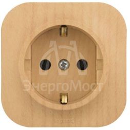 Розетка 1-м ОП Quteo 16А с заземл. дерево Leg 782271