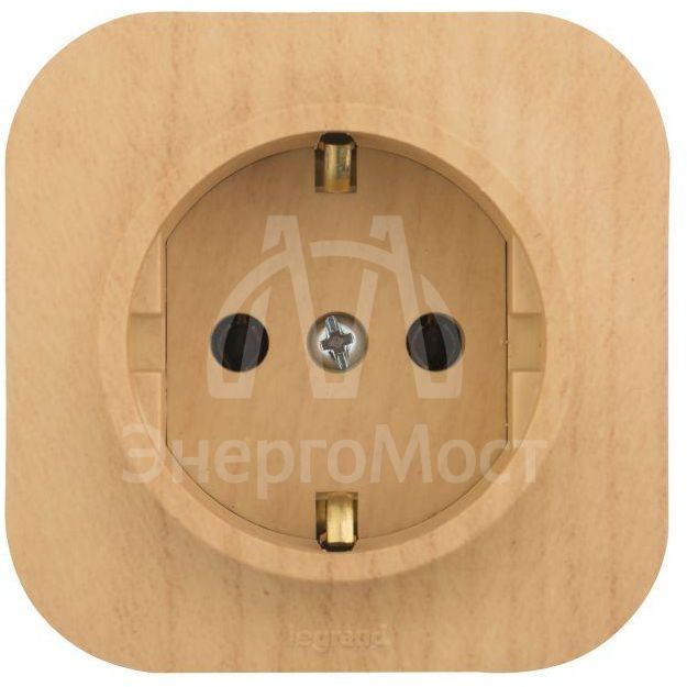 Розетка 1-м ОП Quteo 16А с заземл. дерево Leg 782271