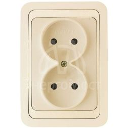 Розетка 2-м СП Mimoza 16А IP20 без заземл. крем/крем. Makel 25017