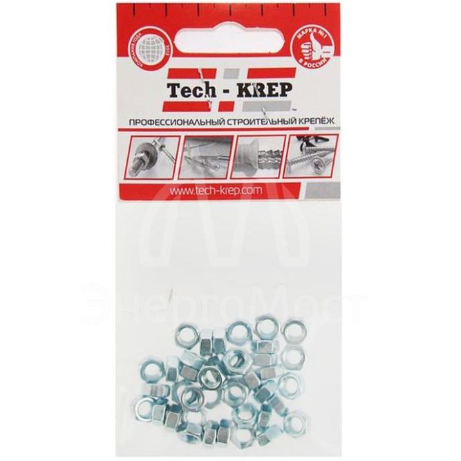 Гайка DIN934 шестигранная М5 оцинк. (уп.40шт) Tech-KREP 103024