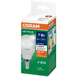 Лампа светодиодная LED G4 Value LVCLP60 7W/940 CRI95 7Вт 4000К 700лм шар матов. E14 170-250В OSRAM 4058075579651