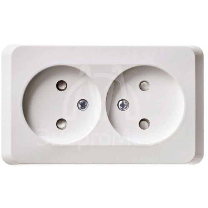 Розетка 2-м ОП Этюд 16А IP20 защ. шторки без заземл. бел. SchE PA16-006B