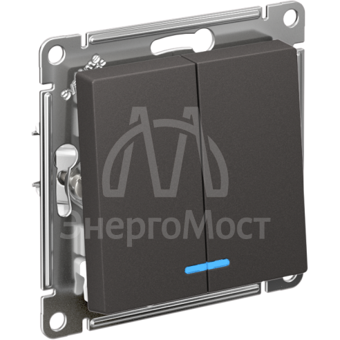 Выключатель 2-кл. AtlasDesign с подсветкой сх.5а 10АХ механизм базальт SE ATN001453