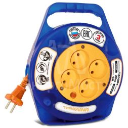 Удлинитель 4х20м без заземл. 6А IP20 У6-015 термо ПВС 2х0.75 в закрытом корпусе защ. шторки UNIVersal 9633902