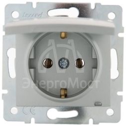 Механизм розетки 1-м СП KARINA с защ. крышкой термопласт с заземл. серебро мат. LEZARD 707-4388-123B