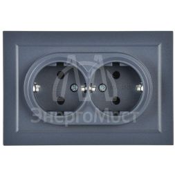 Розетка 2-м СП BRITE РС12-3-БрМ 16А в сборе с заземл. без защ. шторок маренго IEK BR-R21-16-K35-F