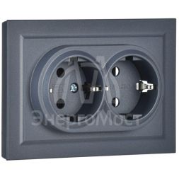 Розетка 2-м СП BRITE РС12-3-БрМ 16А в сборе с заземл. без защ. шторок маренго IEK BR-R21-16-K35-F