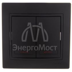 Выключатель 2-кл. 1п СП Мира 10А IP20 с подсветкой со вставкой черн. бархат LEZARD 701-4242-112
