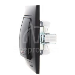 Выключатель 2-кл. 1п СП Мира 10А IP20 с подсветкой со вставкой черн. бархат LEZARD 701-4242-112