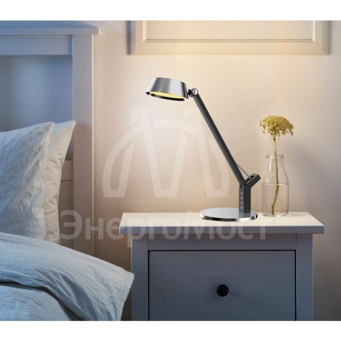 Светильник настольный KD-835 C03 LED 8Вт 230В 480лм сенс.рег.ярк и цвет.темп. USB-5В.1А серебр. Camelion 12998