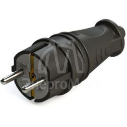 Вилка MultiSet 2К+З 16А/250В IP44 прямая каучуковая черн. SE MST4001BK