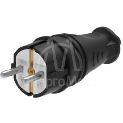 Вилка MultiSet 2К+З 16А/250В IP44 прямая каучуковая черн. SE MST4001BK
