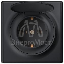 Розетка 1-м СП Florence 16А IP20 с заземл. с крышкой винт. клеммы механизм черн. 1E10501303 OneKeyElectro 2172814