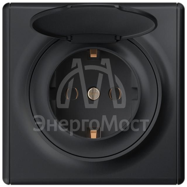 Розетка 1-м СП Florence 16А IP20 с заземл. с крышкой винт. клеммы механизм черн. 1E10501303 OneKeyElectro 2172814