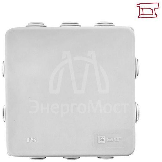 Коробка распределительная КМР-030-014 100х100х50 IP55 с крышкой 10 мембранных вводов розн. стикер EKF plc-kmr-030-014-r