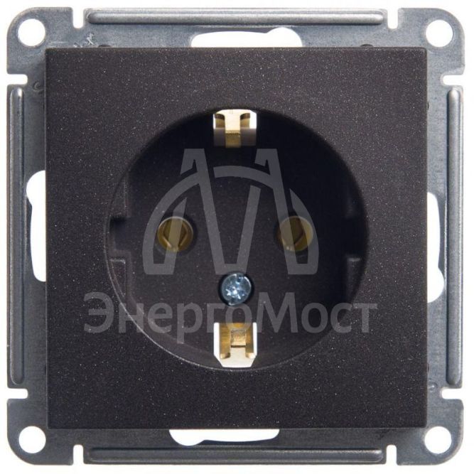 Розетка 1-м СП W59 16А IP20 с заземл. без защ. шторок механизм черн. бархат SE RS16-154-6-86