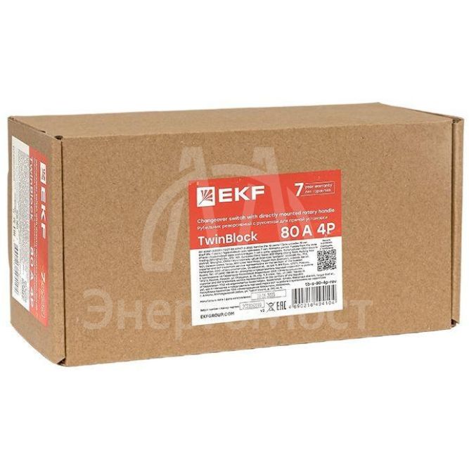 Рубильник 80А 4п реверсивный с рукояткой для прямой установки TwinBlock EKF tb-s-80-4p-rev