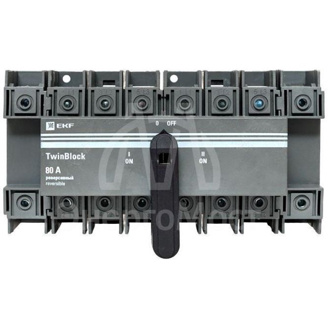 Рубильник 80А 4п реверсивный с рукояткой для прямой установки TwinBlock EKF tb-s-80-4p-rev
