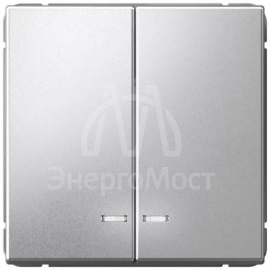 Выключатель 2-кл. ArtGallery (сх. 5а) 10AX с подсветкой механизм алюм. SE GAL000353