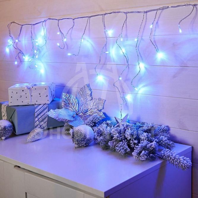 Гирлянда &amp;quot;Айсикл&amp;quot; (бахрома) 1.8х0.5м 48LED син. 3Вт 230В IP20 провод прозр. Neon-Night 255-013