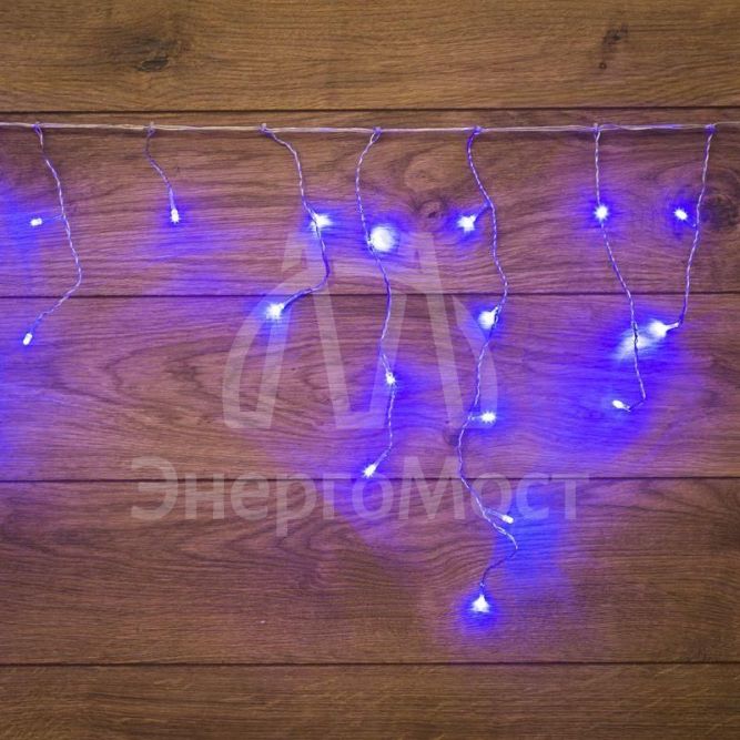 Гирлянда &amp;quot;Айсикл&amp;quot; (бахрома) 1.8х0.5м 48LED син. 3Вт 230В IP20 провод прозр. Neon-Night 255-013
