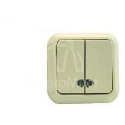 Выключатель 2-кл. ОП 10А IP20 с подсветкой крем. Makel 45223