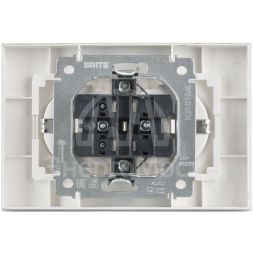 Розетка 2-м СП BRITE РСшПл12-3-БрАБ 16А в сборе с заземл. защ. шторки плоская арктич. бел. IEK BR-R28-16-K91-F