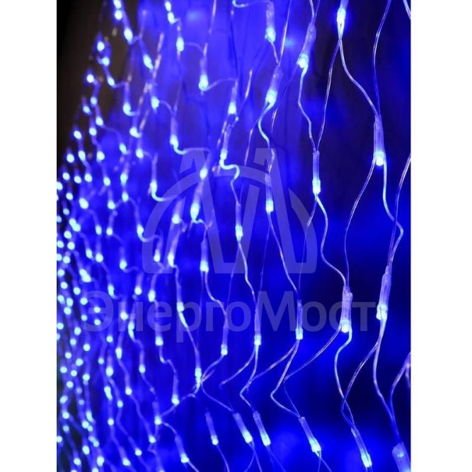 Гирлянда-сетка NTLD300-B-E 2х1.5м 300 светодиодов с доп. подключ. до 3 модулей IP44 син. SHLights 4610003328610
