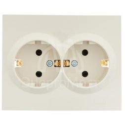 Розетка 2-м СП VESNA с заземл. ПБТ кремов. LEZARD 742-0300-127B