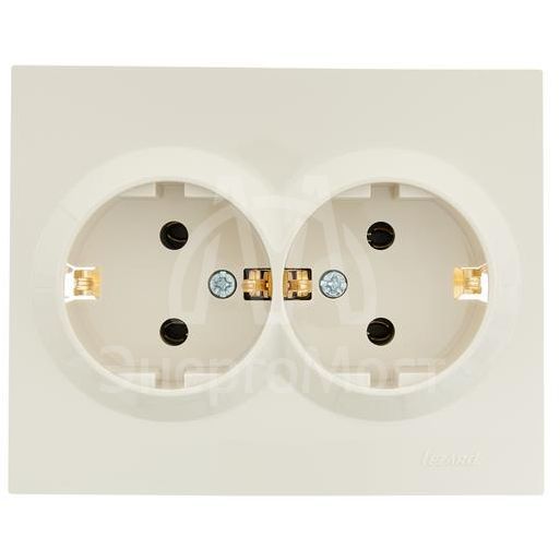 Розетка 2-м СП VESNA с заземл. ПБТ кремов. LEZARD 742-0300-127B