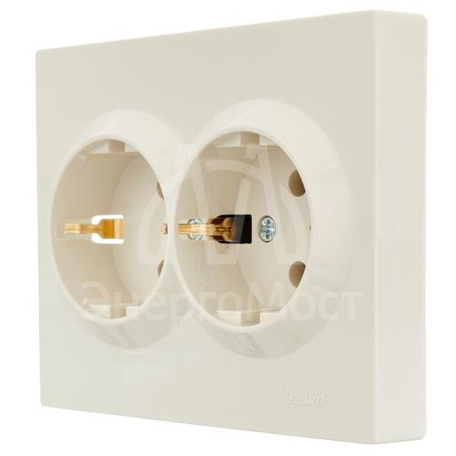 Розетка 2-м СП VESNA с заземл. ПБТ кремов. LEZARD 742-0300-127B