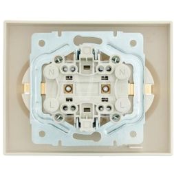 Розетка 2-м СП VESNA с заземл. ПБТ кремов. LEZARD 742-0300-127B