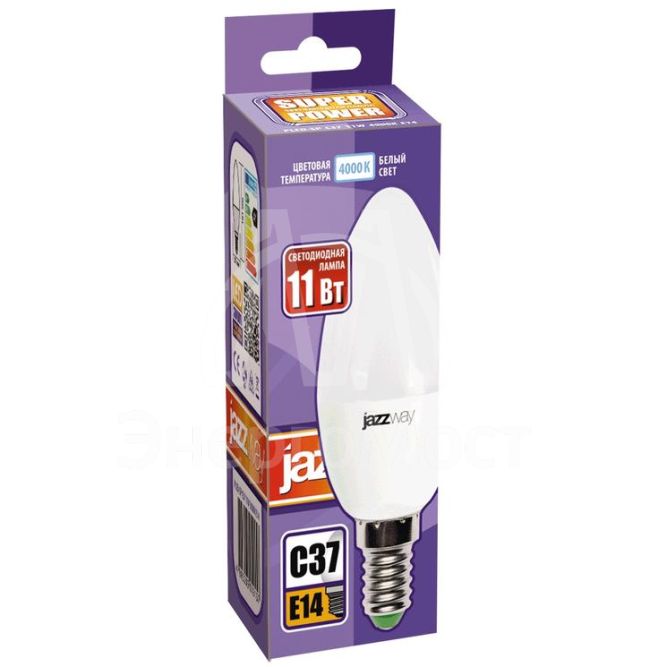 Лампа светодиодная PLED- SP C37 11Вт E14 4000К 230/50 JazzWay 5019188