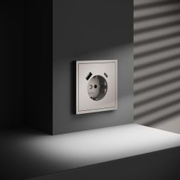 Розетка 1-м СП S70 16А с USB A+С с заземл. защ. шторки механизм кашемир Voltum VLS040503