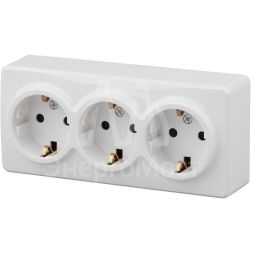 Розетка ОП 11-2208-01 3х2P+E Schuko 16АХ-250В Эксперт бел. ЭРА Б0020700