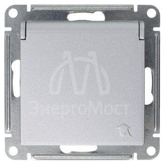 Механизм розетки 1-м СП AtlasDesign 16А IP20 с заземл. защ. шторки с крышкой алюм. SchE ATN000346