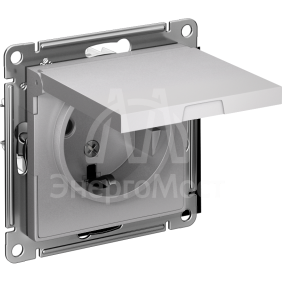 Механизм розетки 1-м СП AtlasDesign 16А IP20 с заземл. защ. шторки с крышкой алюм. SchE ATN000346