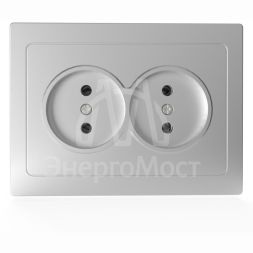 Розетка 2-м СП Pixel 16А IP20 без заземл. в сборе алюм. TOKOV ELECTRIC TKE-PX-R2F-C03