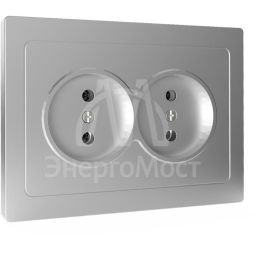 Розетка 2-м СП Pixel 16А IP20 без заземл. в сборе алюм. TOKOV ELECTRIC TKE-PX-R2F-C03