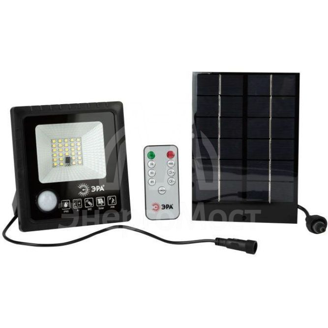 Прожектор светодиодный ПДУ ERAPRO-20 уличный с датчиком движения солнечная батарея 20Вт 350лм 5000К ЭРА Б0049545
