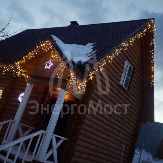 Гирлянда &amp;quot;Айсикл&amp;quot; (бахрома) 4.8х0.6м 176LED тепл. бел. 11Вт 220В IP44 провод прозр. Neon-Night 255-146