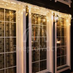 Гирлянда &amp;quot;Айсикл&amp;quot; (бахрома) 4.8х0.6м 176LED тепл. бел. 11Вт 220В IP44 провод прозр. Neon-Night 255-146