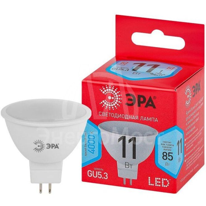 Лампа светодиодная RED LINE LED MR16-11W-840-GU5.3 R 11Вт MR16 софит 4000К нейтр. бел. GU5.3 Эра Б0052441