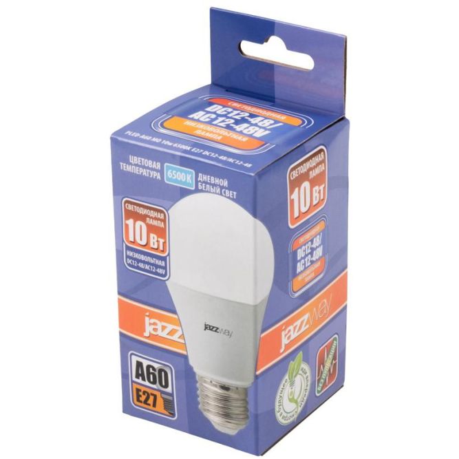 Лампа светодиодная низковольтная PLED-A60 MO 10Вт 6500К холод. бел. E27 12-48В AC/DC JazzWay 5050532
