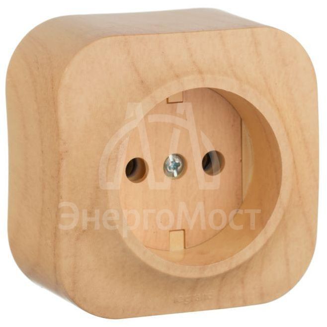 Розетка 1-м ОП Quteo 16А IP20 без заземл. дерево Leg 782270