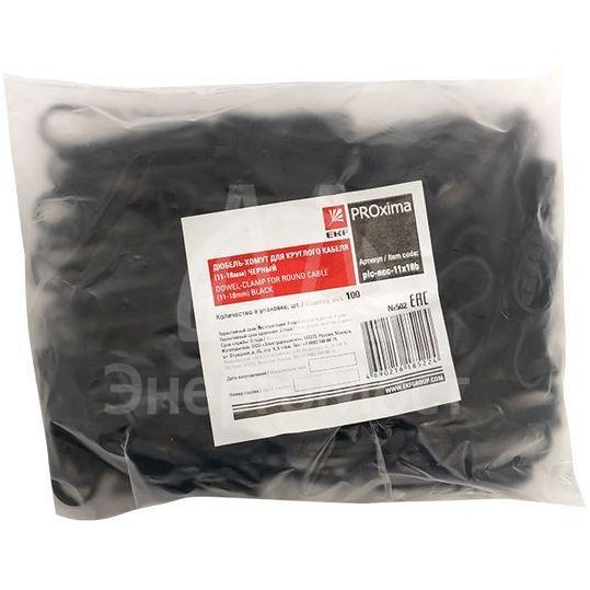 Дюбель-хомут d11-18мм для круглого кабеля черн. (уп.100шт) PROxima EKF plc-ncc-11x18b
