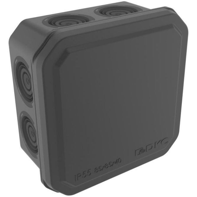 Коробка ответвительная с 8+2 кабельными вводами d20/20мм IP55 85х85х40мм черн. DKC 53785B
