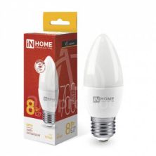 Лампа светодиодная LED-СВЕЧА-VC 8Вт 230В E27 3000К 720лм IN HOME 4690612020440